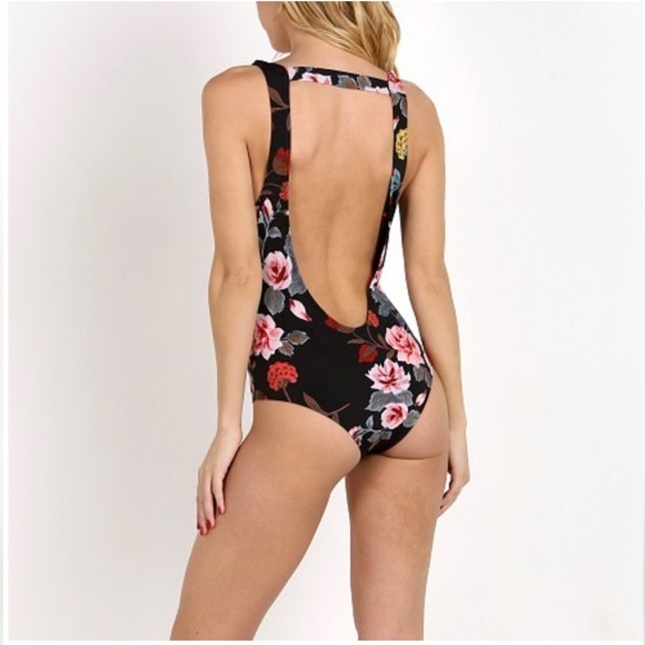 BEACH RIOT studded floral plunge neck one piece - Picture 5 of 6